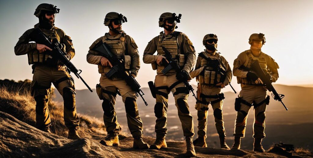Gruppe von Softairn Spielern mit Softair Waffen und taktischer Ausrüstung